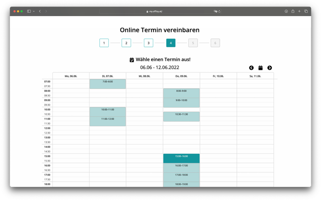 Online Terminkalender Timeslots